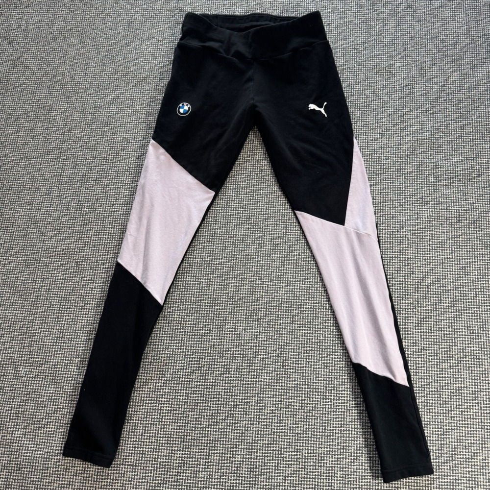 Puma BMW M Motorsport Womens Black Lavender Colorblock Leggings XS